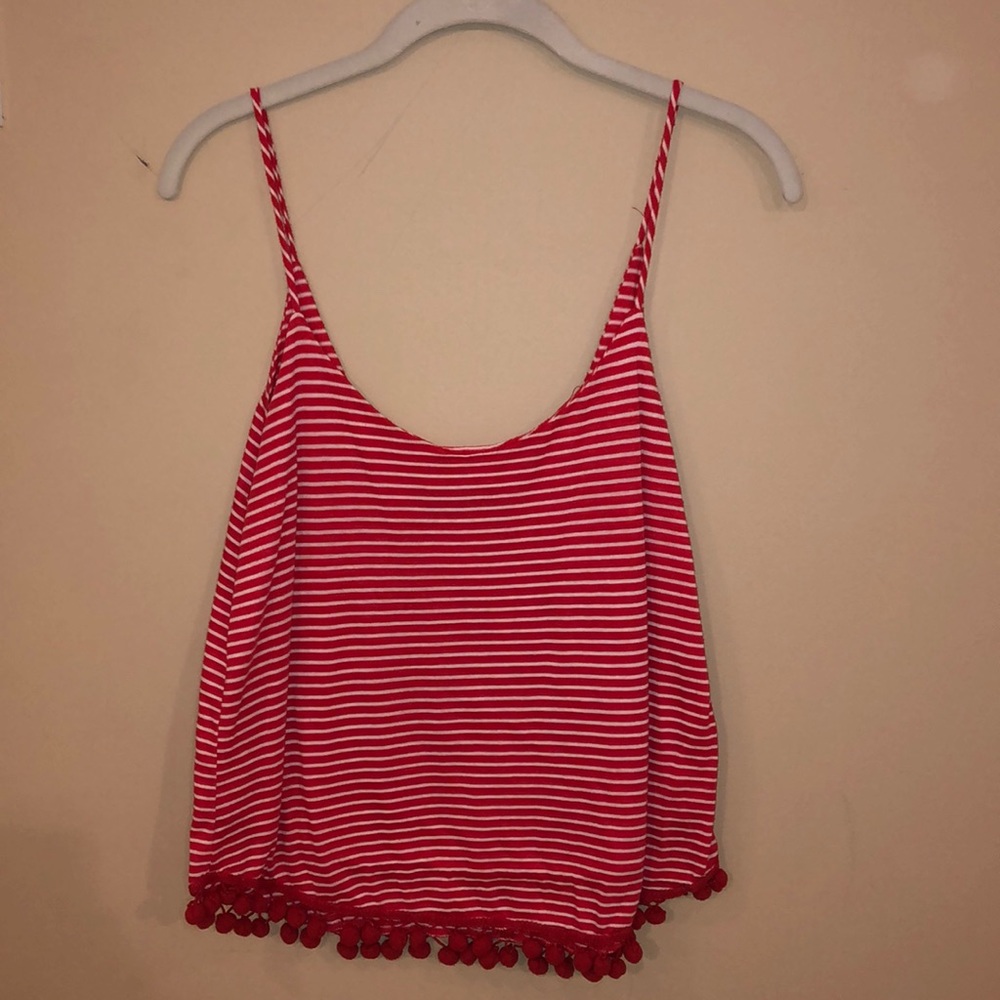 Red and white striped tank